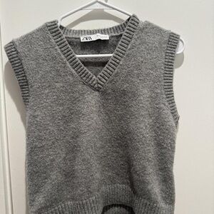 Zara Gray V-Neck Sweater Vest